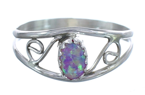 American Indian Sterling Silver Pink Opal Ring Size 4-1/2 BX119326